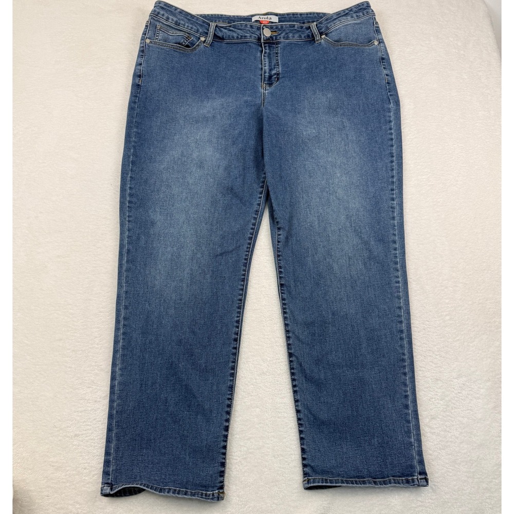 Arula Straight Leg Ankle Jeans Womens 20 Blue Medium Wash High Rise Stretch